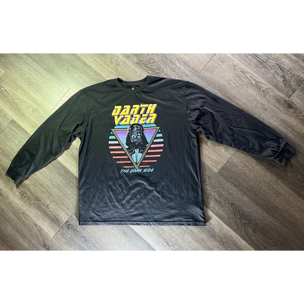 Star Wars Retro 80s Long Sleeve Darth Vader Dark Side Graphic T-Shirt Men's XL